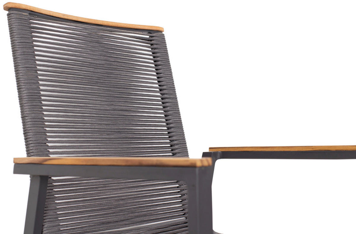 GARTENSESSEL Teakholz Aluminium Grau  - Grau, Basics, Holz/Kunststoff (55/87/66cm) - Gardenson