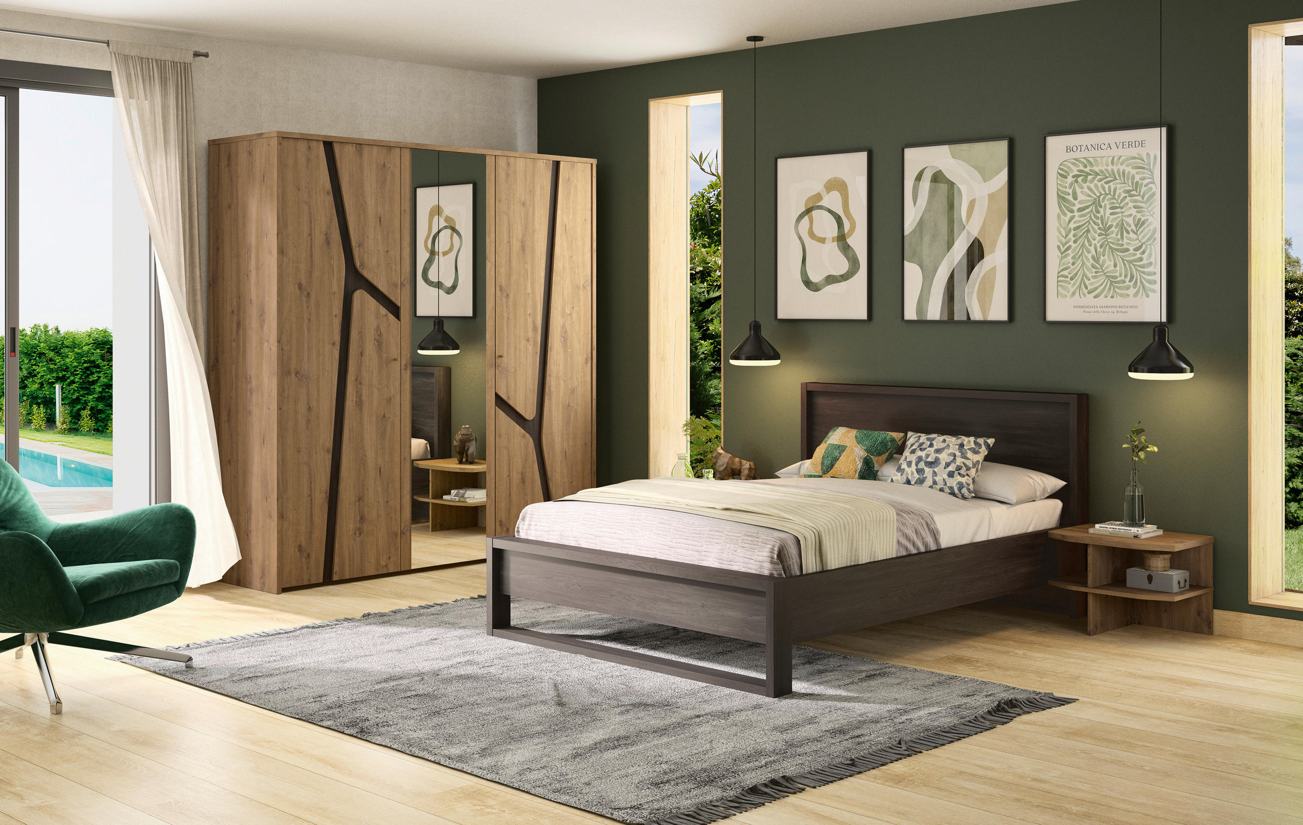 MID.YOU POSTEĽ, 160/200 cm, tmavý dub