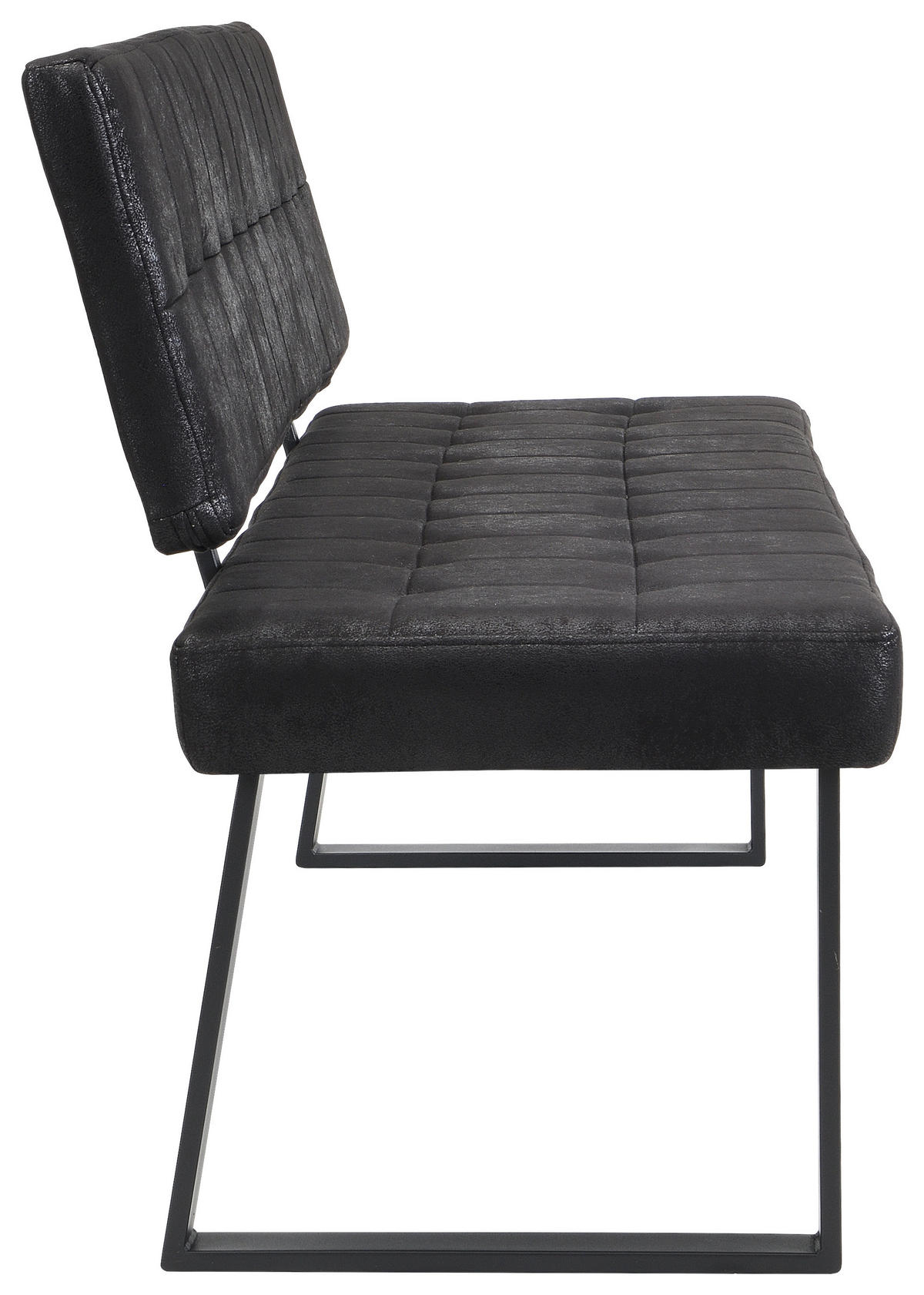 SITZBANK in Metall, Textil Schwarz  - Schwarz, MODERN, Textil/Metall (180/85/56cm) - Livetastic
