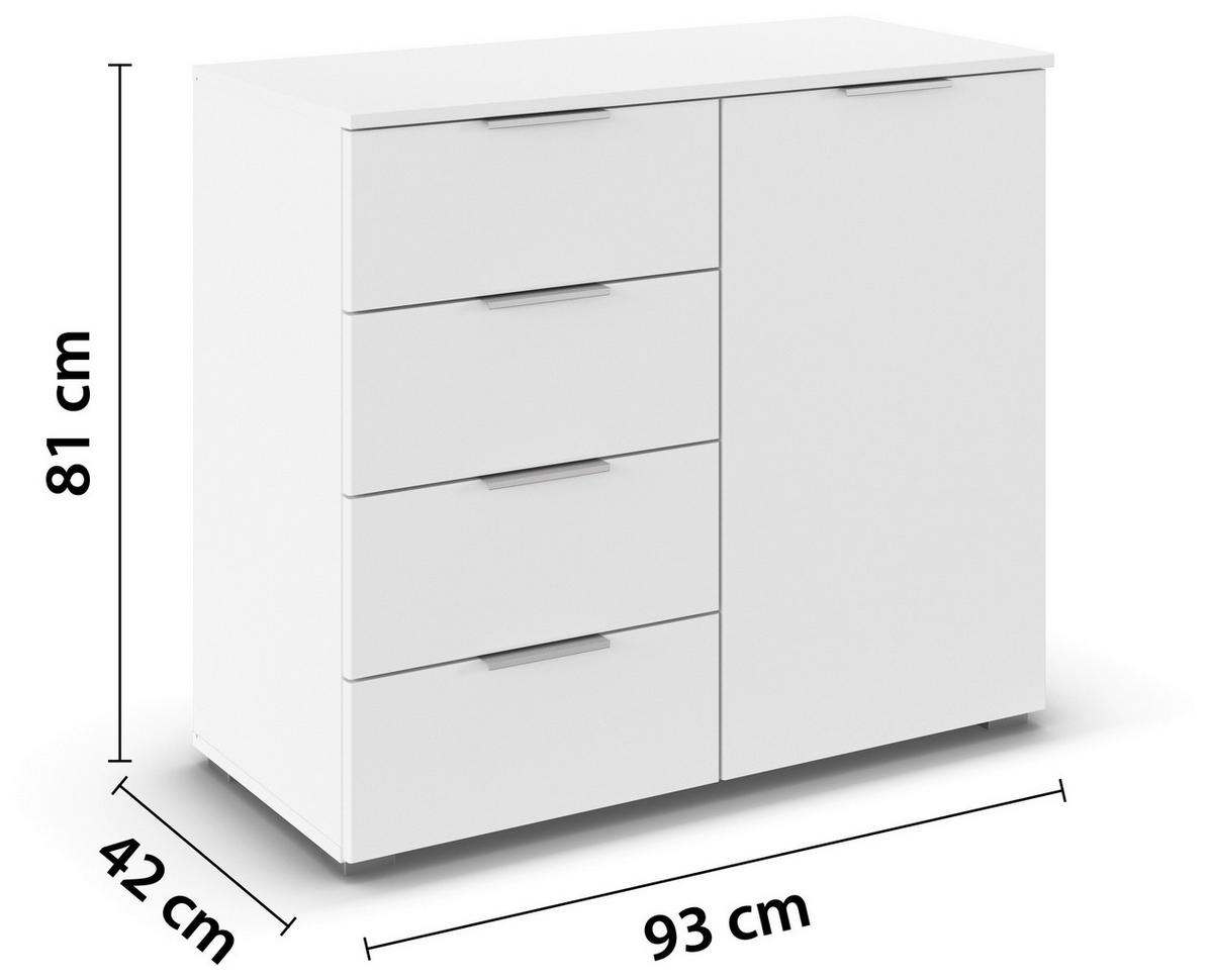 KOMMODE  in 93/81/42 cm  - Alufarben/Weiß, MODERN, Holzwerkstoff/Kunststoff (93/81/42cm) - Rauch Möbel