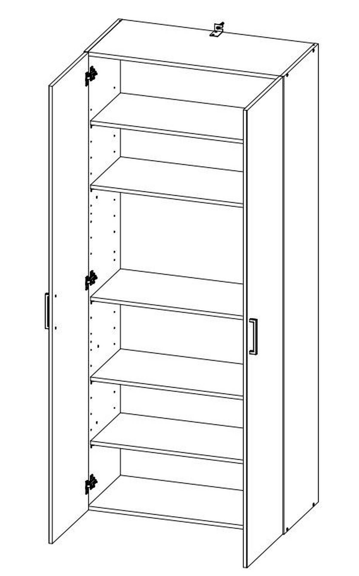 VEČNAMENSKA OMARA, barve grafita - barve aluminija/barve grafita, Konvencionalno, umetna masa/leseni material (80/185/40cm) - Xora