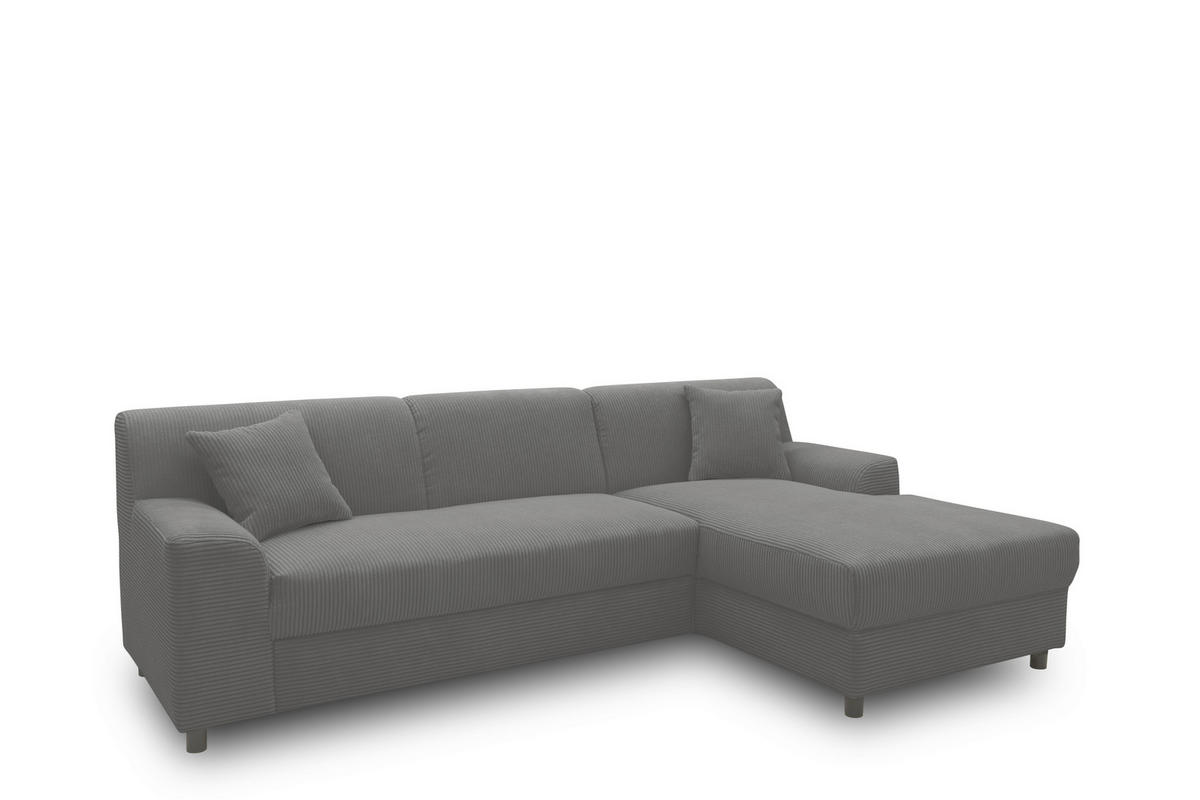 ECKSCHLAFSOFA  CAPRI 2 Grau Cord  - Schwarz/Grau, Basics, Kunststoff/Textil (241/146cm) - MID.YOU