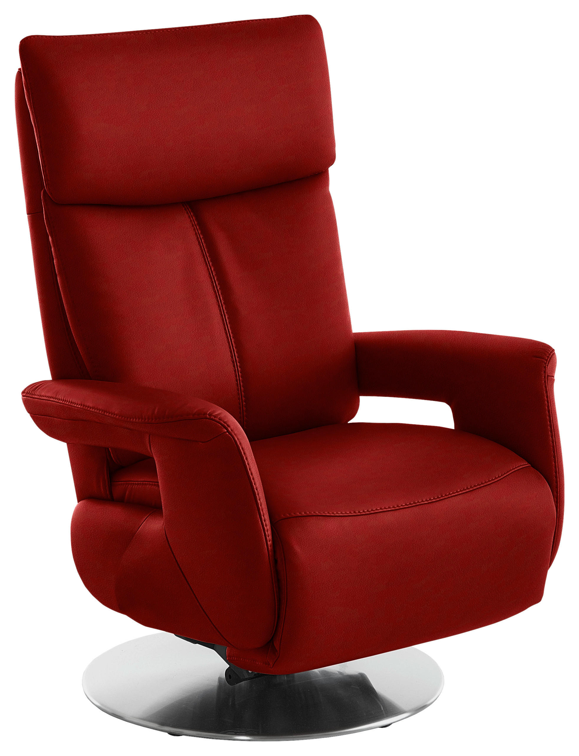 RELAXSESSEL in Leder Rot  - Edelstahlfarben/Rot, Design, Leder/Metall (78/112/85cm) - Cantus