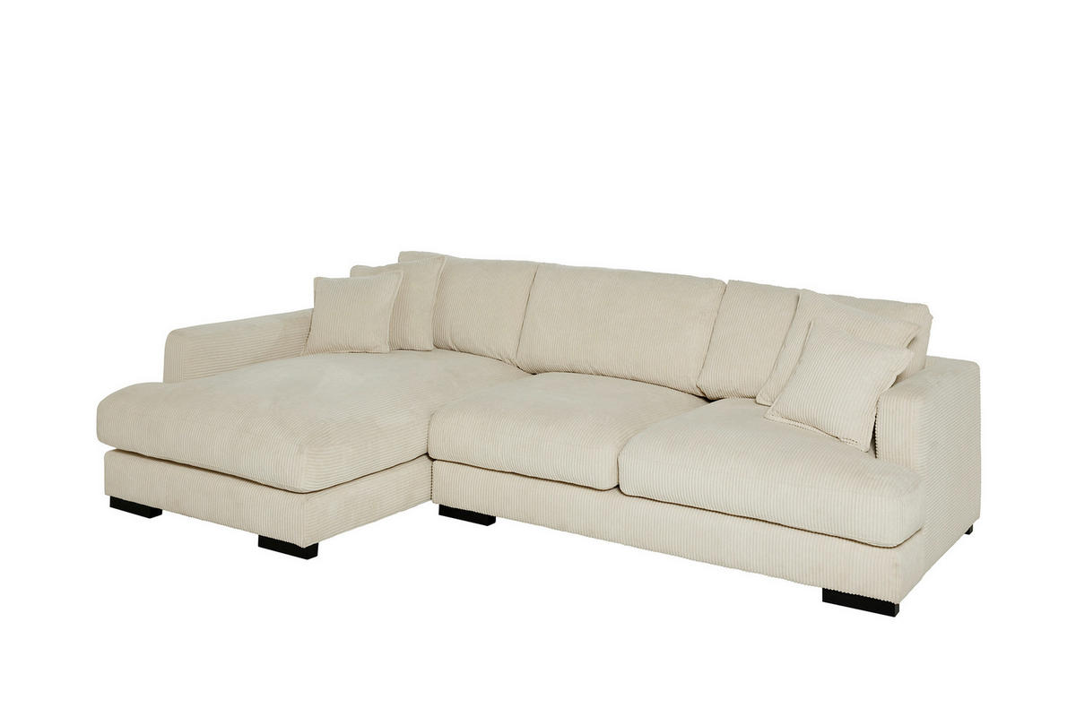 ECKSOFA  RELAX ASPEN CORNER M-L EU Weiß, Ecru Cord  - Ecru/Schwarz, MODERN, Holz/Textil (271/166cm) - Livetastic