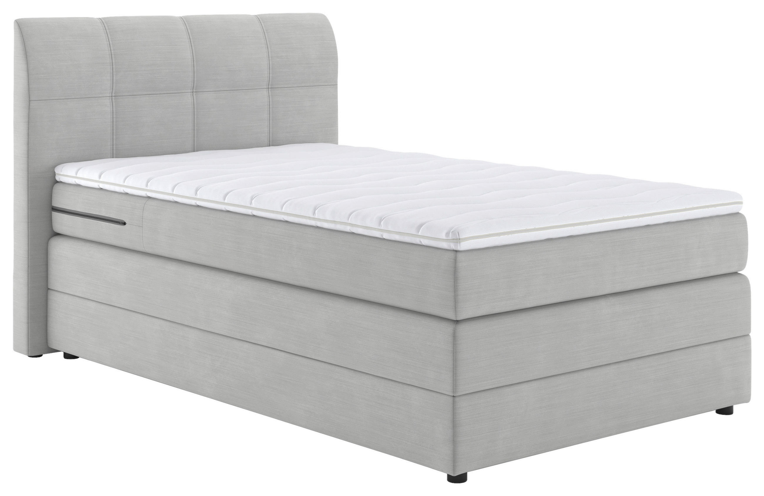 BOXSPRING-ÁGY 120/200 cm  világosszürke  - világosszürke/fekete, Modern, faalapú anyag/textil (120/200cm) - Carryhome