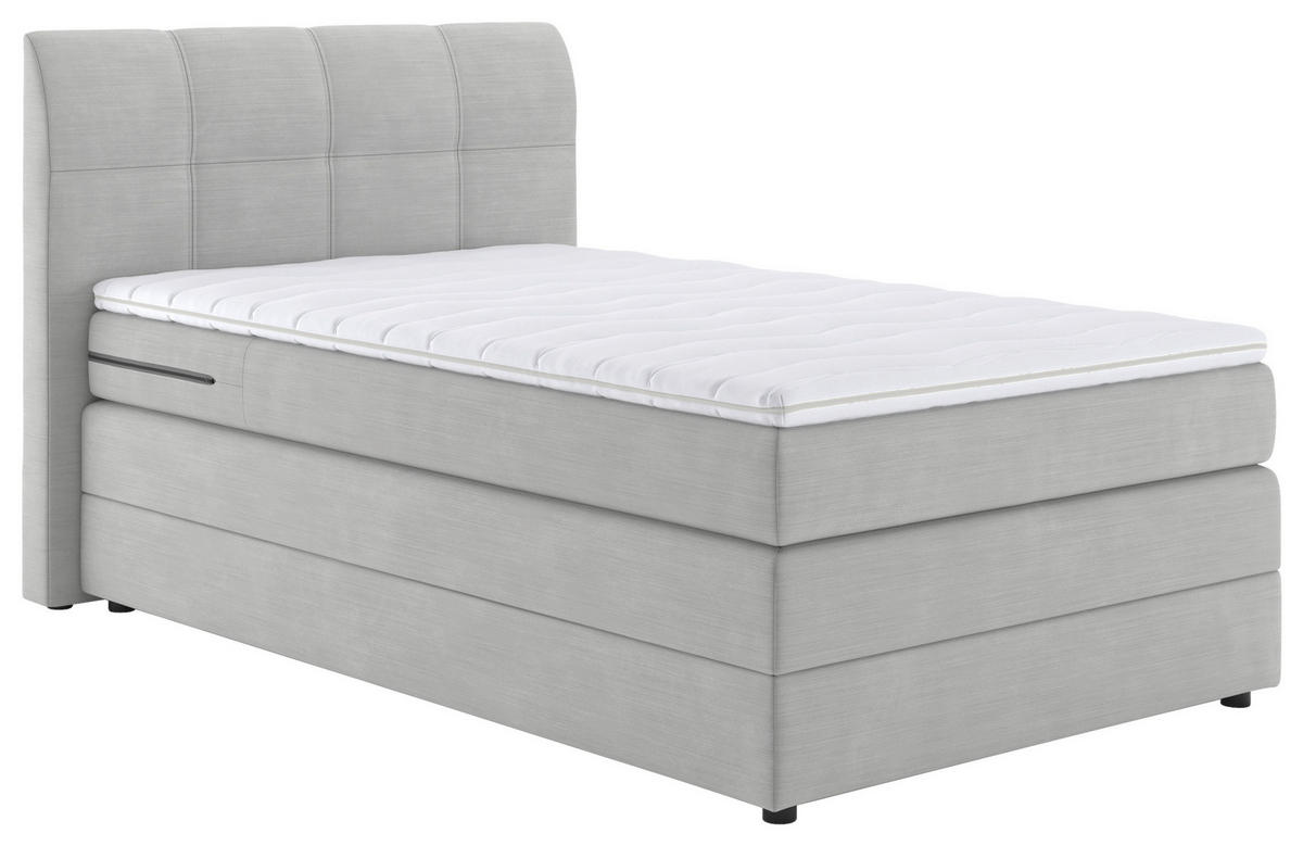 BOXSPRING-ÁGY 120/200 cm  világosszürke  - világosszürke/fekete, Modern, faalapú anyag/textil (120/200cm) - Carryhome