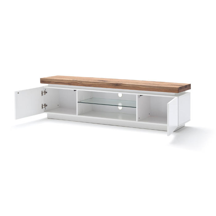 TV-ELEMENT - Eichefarben/Weiß, Design, Glas/Holz (175/49/40cm)