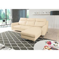 ECKSOFA Lederlook Echtleder Beige  - Chromfarben/Beige, Design, Leder/Textil (236/168cm) - Livetastic