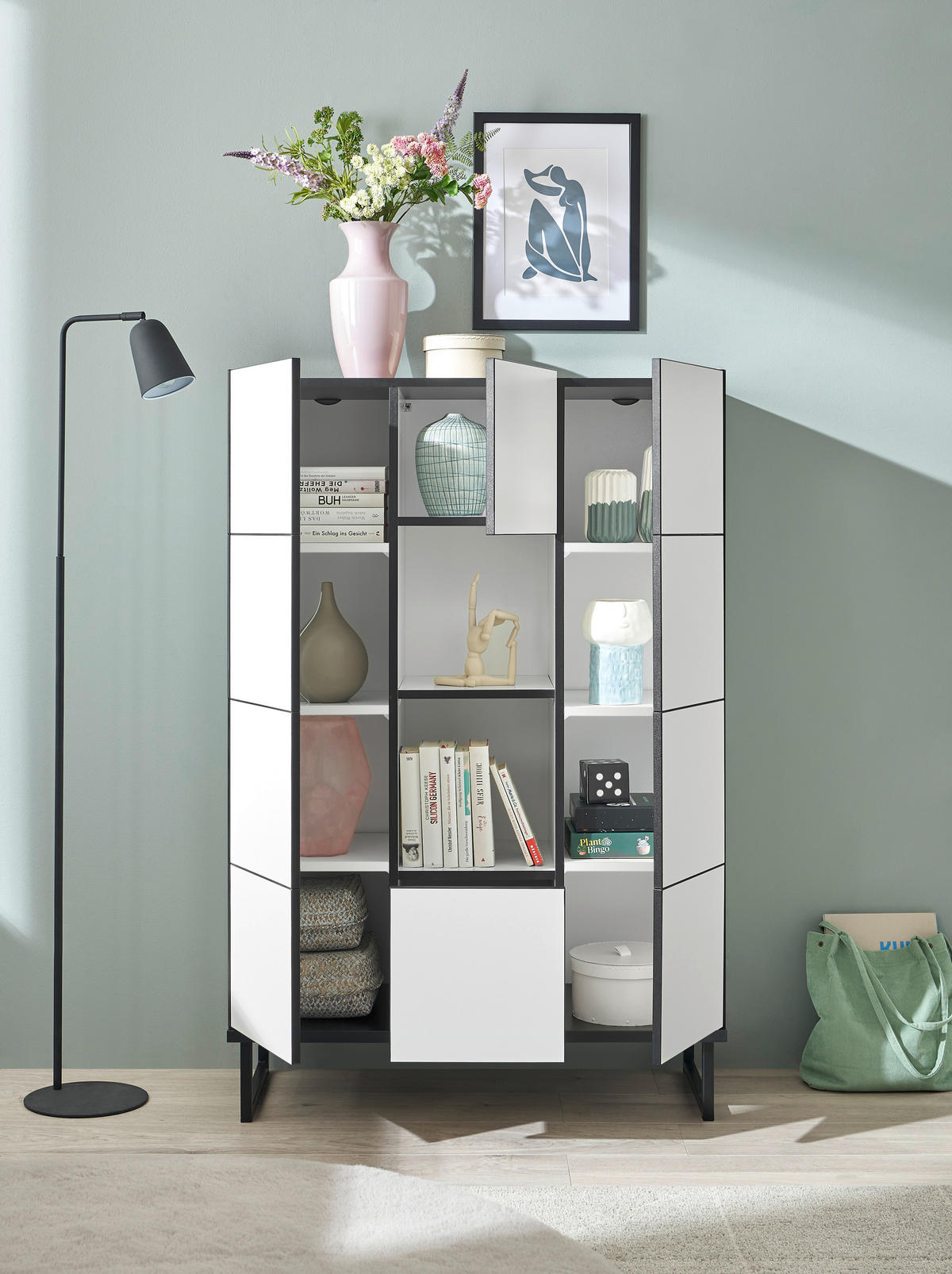 HIGHBOARD  in 90/136/40 cm  - Schwarz/Weiß, Design, Holzwerkstoff/Metall (90/136/40cm) - home24