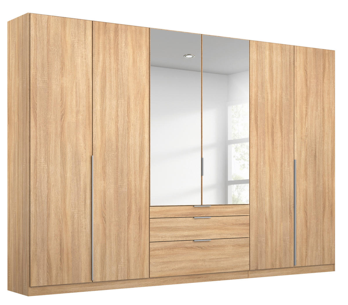 DREHTÜRENSCHRANK in Silberfarben, Sonoma Eiche  - Silberfarben/Alufarben, Modern, Holzwerkstoff/Metall (271/229/54cm) - Rauch Möbel