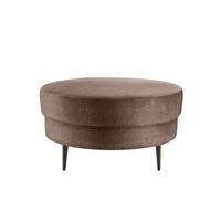 HOCKER in Textil Hellbraun  - Hellbraun/Schwarz, Modern, Textil/Metall (80/43cm) - Livetastic
