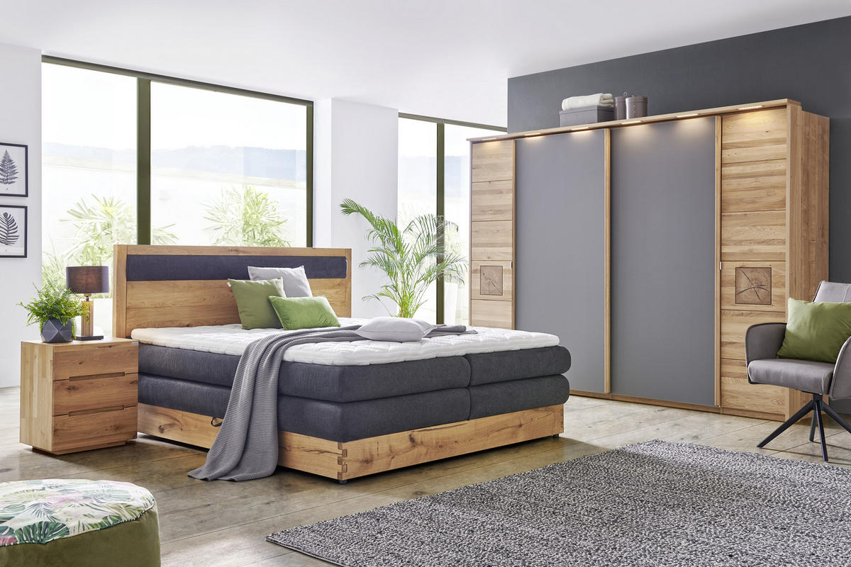  SCHWEBETÜRENSCHRANK 286/215/74 cm  - Taupe/Eichefarben, Natur, Glas/Holz (286/215/74cm) - Linea Natura