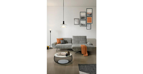 ECKSOFA inkl. Funktionen Grau Chenille  - Schwarz/Grau, Design, Textil/Metall (280/170-195cm) - Dieter Knoll