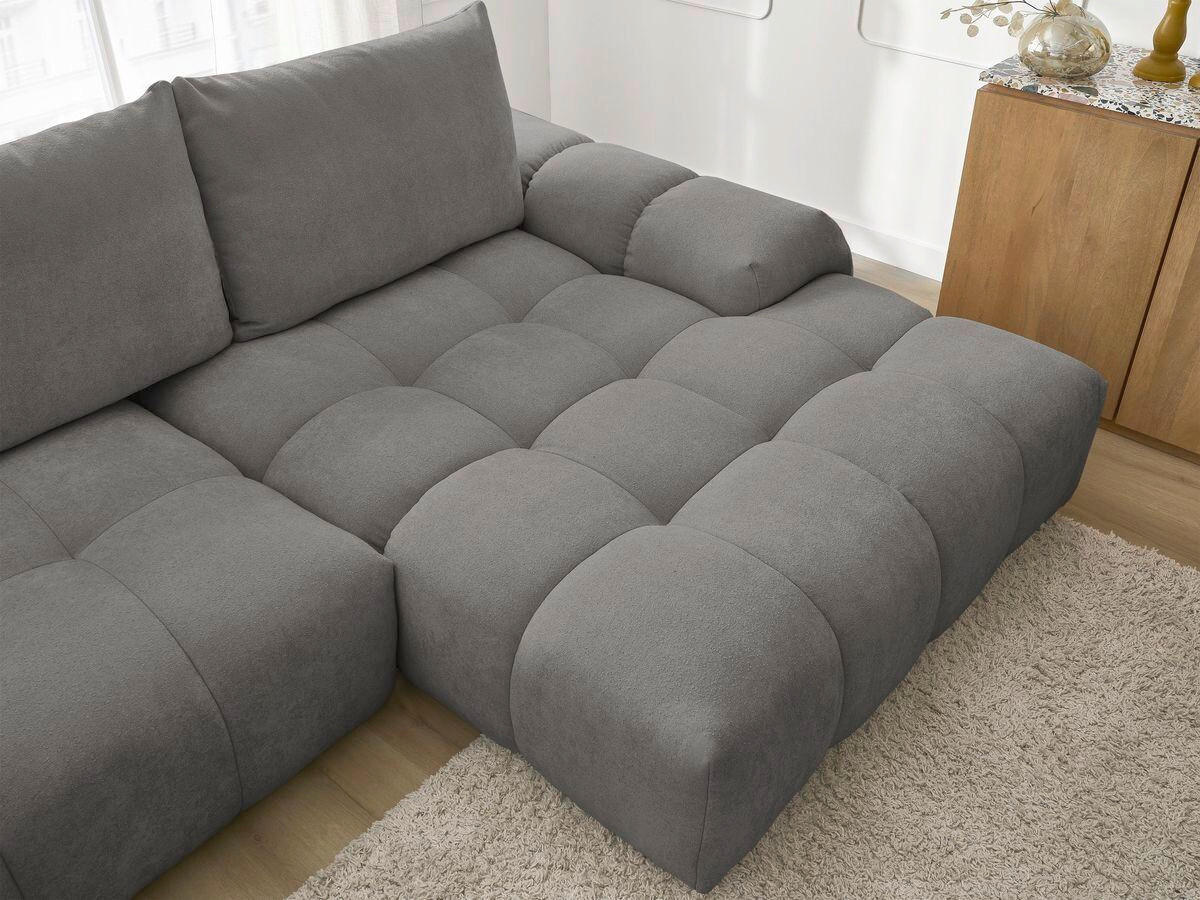 ECKSCHLAFSOFA EVEREST  mit Rücken echt, Armteil links, Armteil rechts Struktur Dunkelgrau  - Dunkelgrau/Schwarz, MODERN, Kunststoff/Textil (318/180cm) - Livetastic