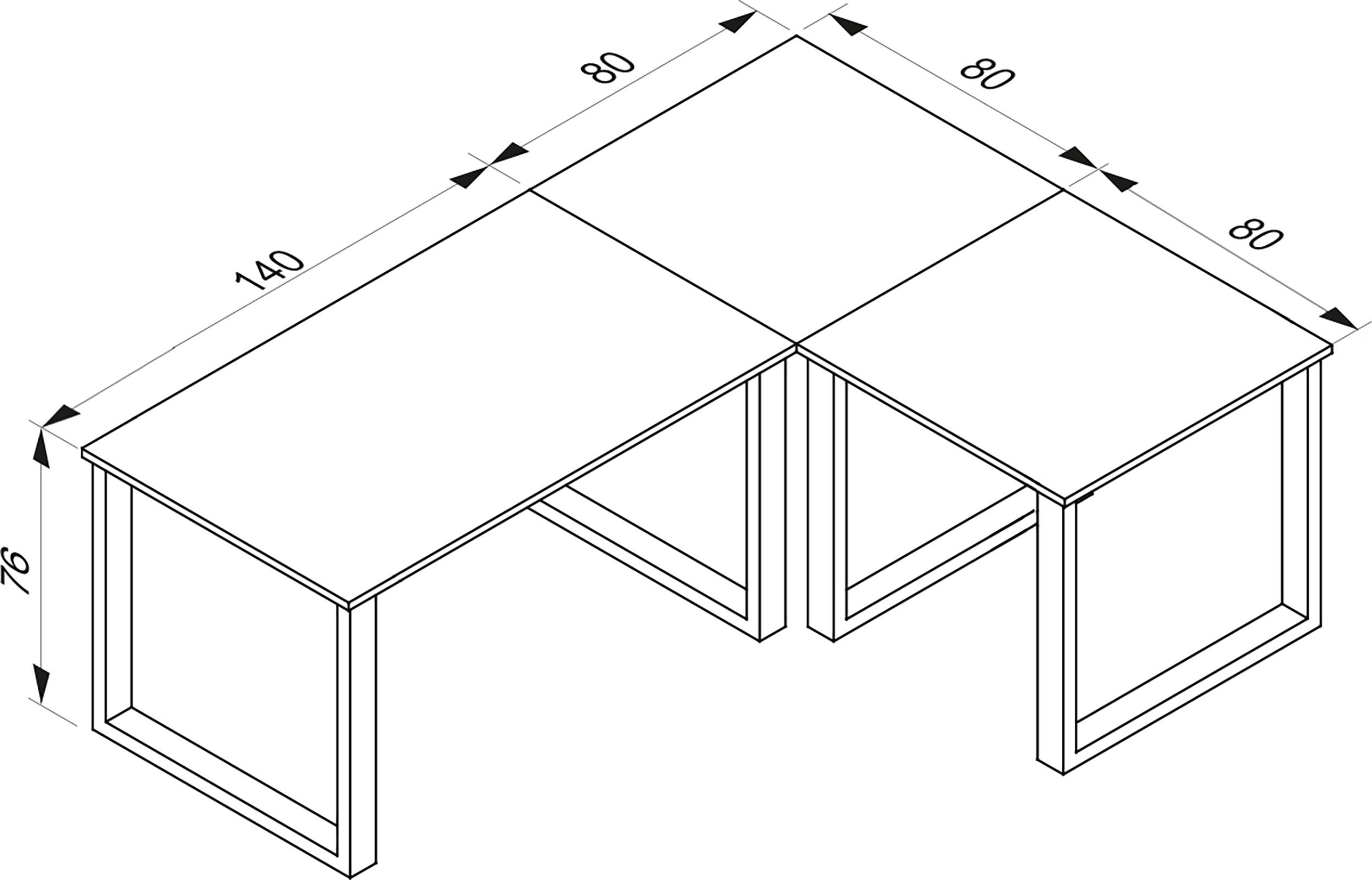 Thumbnail - Mid.you Eckschreibtisch, Anthrazit, Silber, Metall, Holzwerkstoff, U-Form, 160x76x220 cm, seitenverkehrt montierbar, Arb...