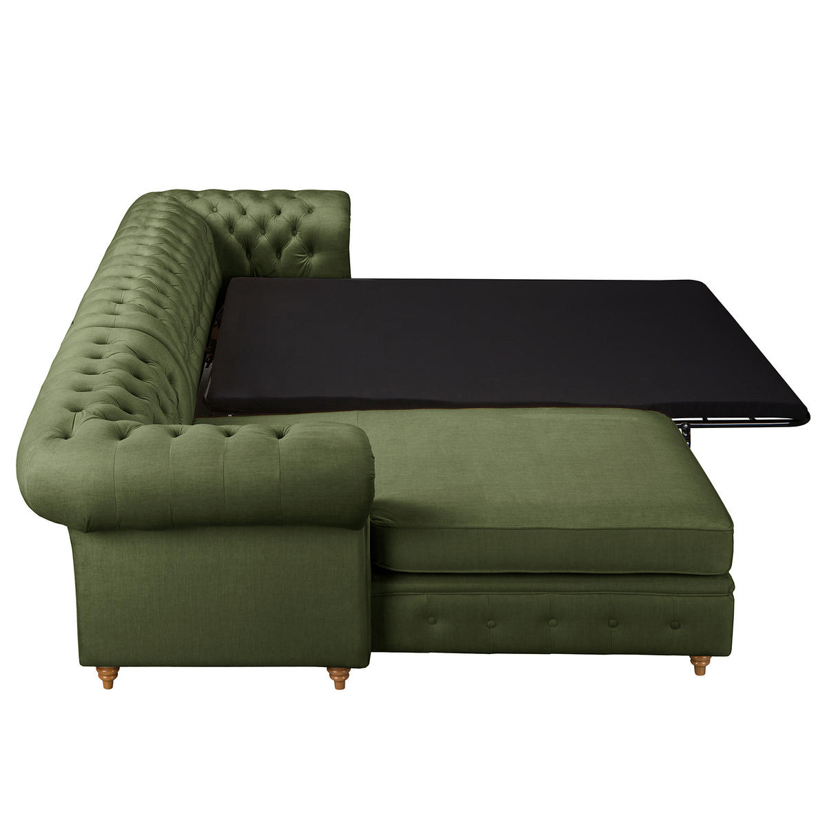 ECKSOFA Mikrofaser Dunkelgrün  - Dunkelgrün/Braun, Design, Holz/Textil (182/284cm) - P & B