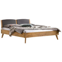 BETT 180/200 cm  in Dunkelgrau, Wildeiche  - Wildeiche/Dunkelgrau, KONVENTIONELL, Holz/Textil (180/200cm) - Hasena