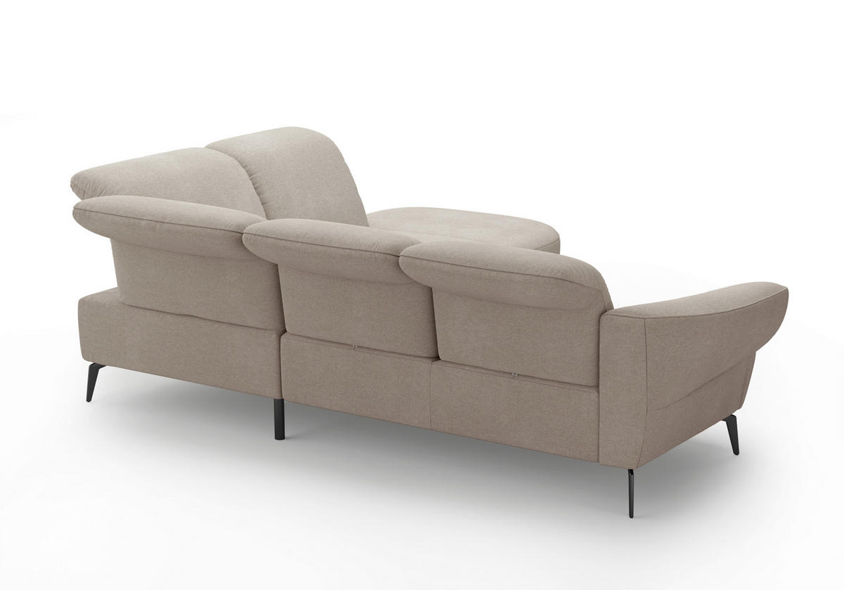 ECKSOFA in Mikrofaser Beige  - Beige/Schwarz, Modern, Textil/Metall (302/270cm) - Sit & More