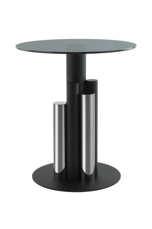 BEISTELLTISCH 46/46/52 cm Silberfarben rund  - Silberfarben, Design, Glas/Metall (46/46/52cm) - Kayoom