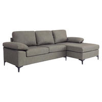 ECKSOFA Lederlook Grau  - Schwarz/Grau, Konventionell, Kunststoff/Textil (262/135cm) - MID.YOU