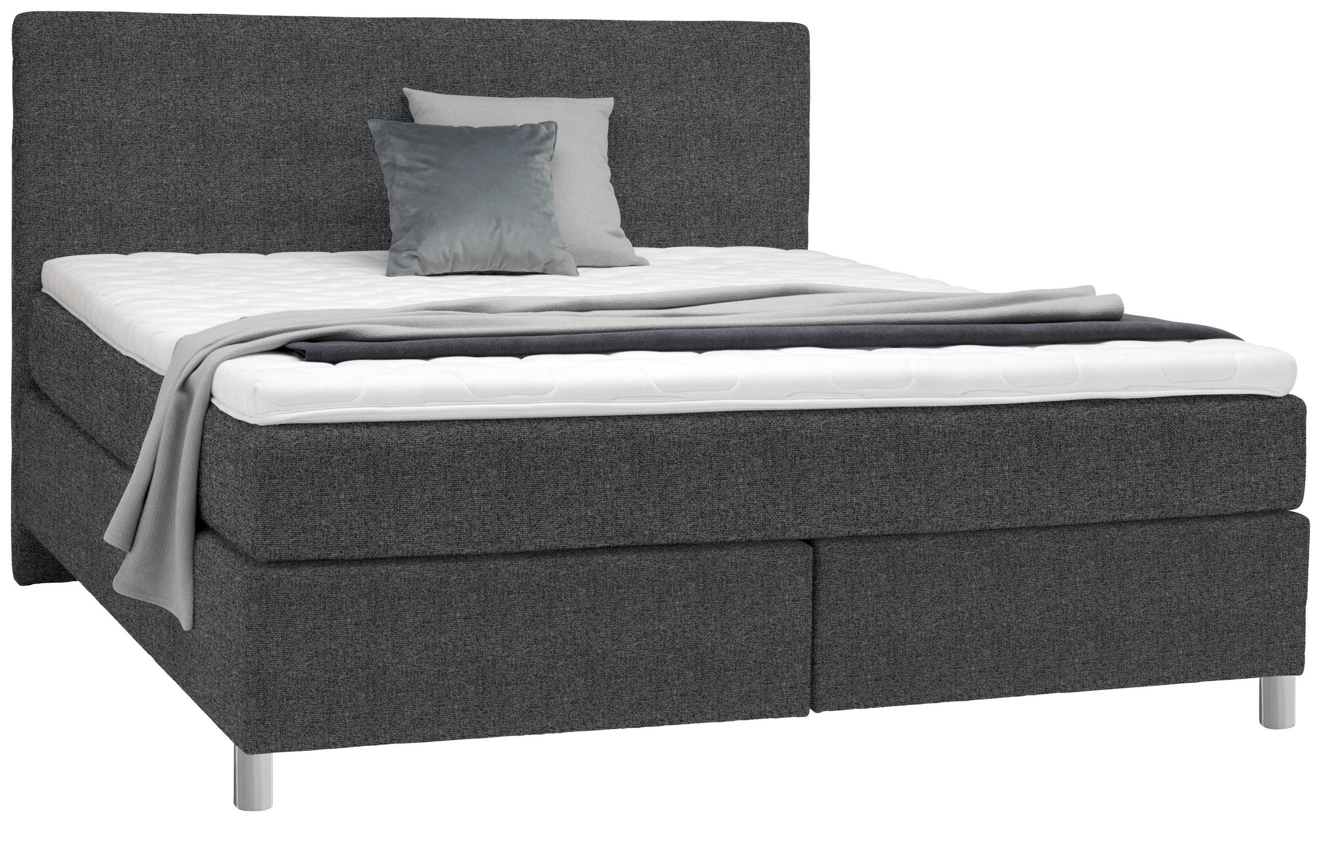 BOXSPRINGBETT 180/200 cm  in Anthrazit  - Chromfarben/Anthrazit, Konventionell, Kunststoff/Textil (180/200cm) - Voleo