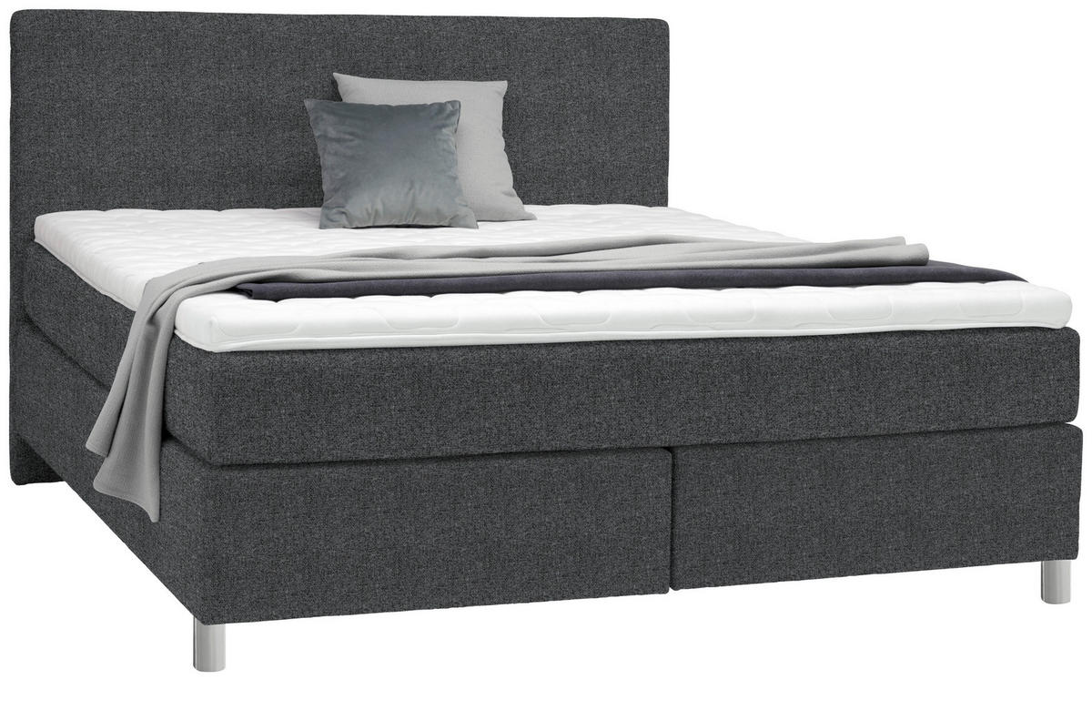 BOXSPRINGBETT 160/200 cm  in Anthrazit  - Chromfarben/Anthrazit, Konventionell, Kunststoff/Textil (160/200cm) - Voleo