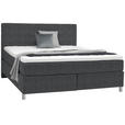 BOXSPRINGBETT 180/200 cm  in Anthrazit  - Chromfarben/Anthrazit, KONVENTIONELL, Kunststoff/Textil (180/200cm) - Voleo