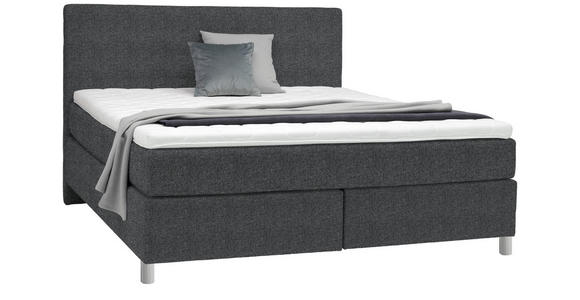 BOXSPRINGBETT 180/200 cm  in Anthrazit  - Chromfarben/Anthrazit, KONVENTIONELL, Kunststoff/Textil (180/200cm) - Voleo