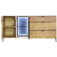 SIDEBOARD 175/85/40 cm  in Schwarz, Akaziefarben  - Schwarz/Akaziefarben, Lifestyle, Glas/Holz (175/85/40cm) - Landscape