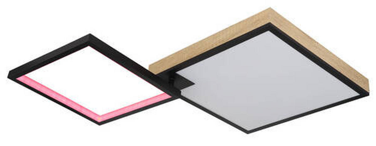 LED-TAKLAMPA 40 W 85,5/55/10 cm  - opal/svart, Design, metall/trämaterial (85,5/55/10cm) - Globo