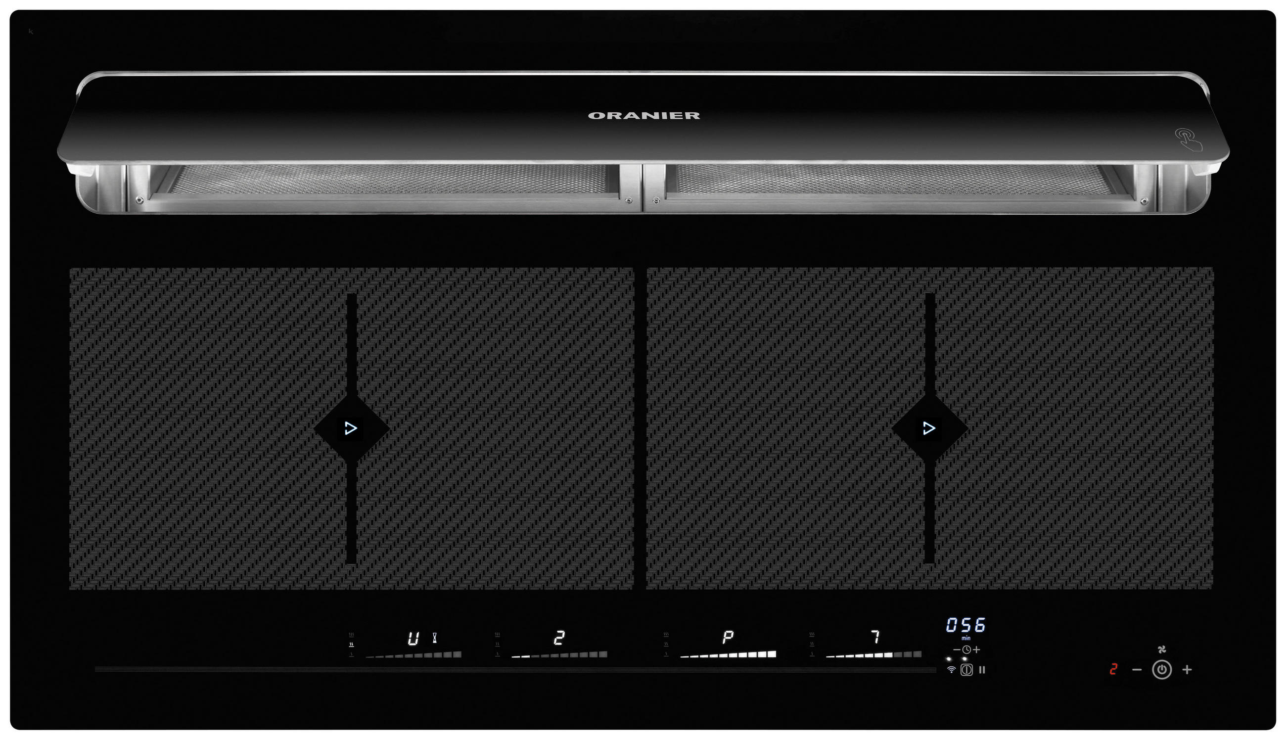 KOCHFELD-DUNSTABZUG-KOMBI KFL2094  - Edelstahlfarben/Schwarz, Basics, Glas/Metall (91,0/4,5 - 21,0/52,0cm) - Oranier