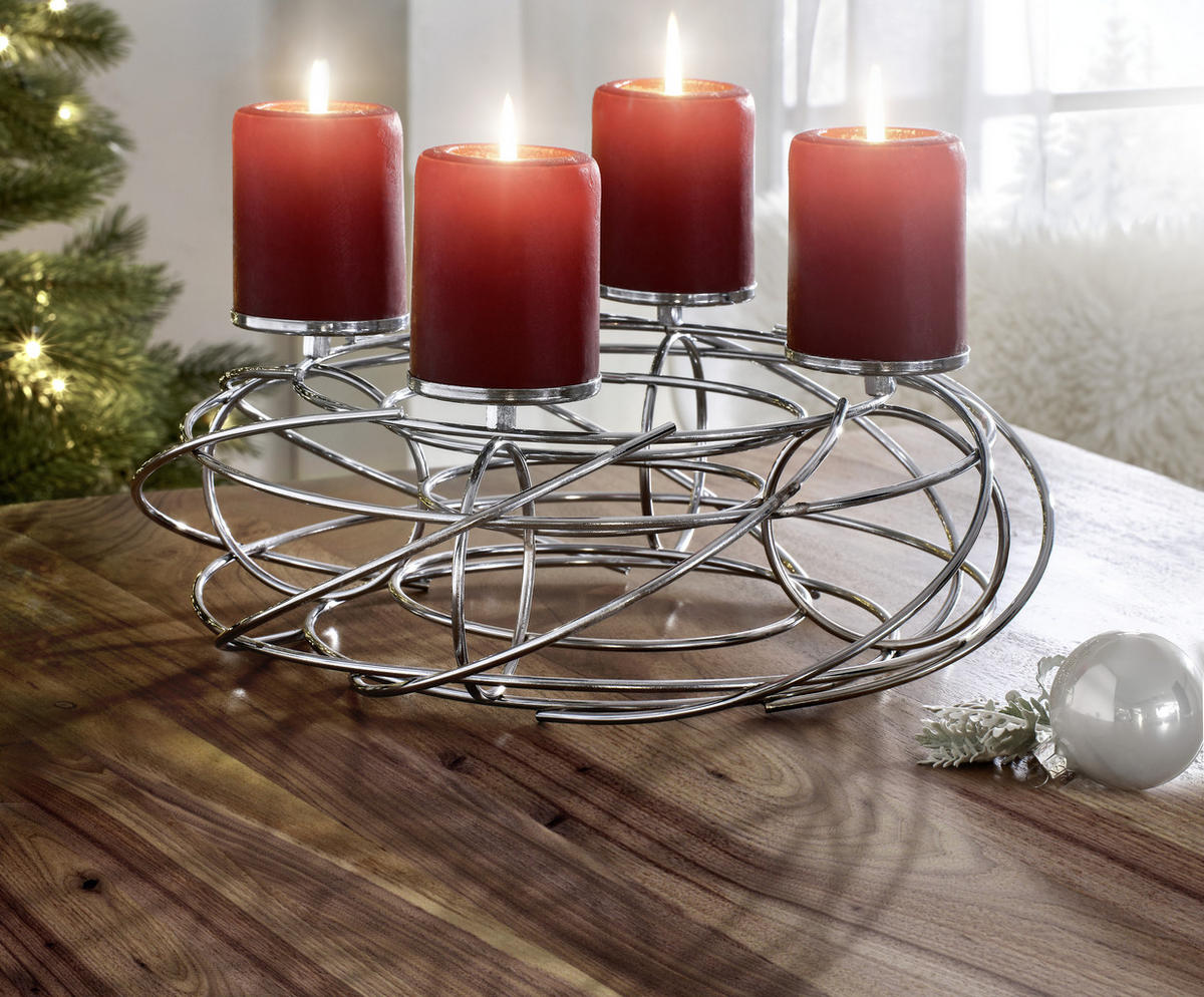 ADVENTSKRANZ Lifestyle  - Chromfarben, MODERN, Metall (35cm) - Justinus