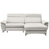 ECKSOFA in Chenille Creme  - Creme/Schwarz, Design, Textil/Metall (185/256cm) - Stylife