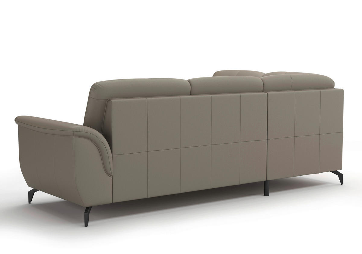 ECKSOFA ZORA E Grau Echtleder  - Schwarz/Grau, MODERN, Leder/Metall (212/244cm) - Sit & More