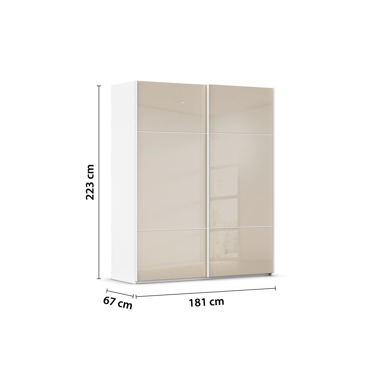 SCHWEBETÜRENSCHRANK in Weiss, Champagner  - Weiss/Champagner, Konventionell, Glas/Holzwerkstoff (181/223/67cm) - Novel