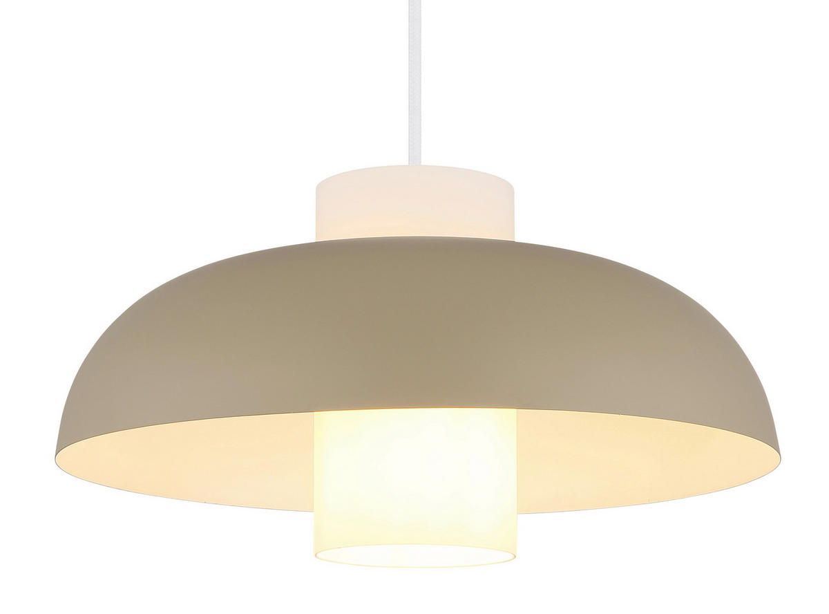 HÄNGELEUCHTE 38/120 cm    - Sandfarben/Weiss, Trend, Glas/Textil (38/120cm) - Globo