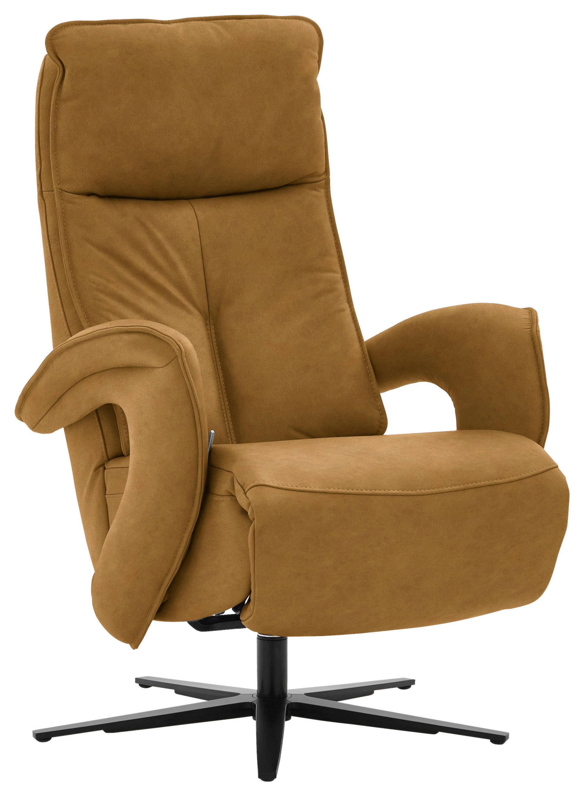RELAXSESSEL in Leder Currygelb  - Currygelb/Schwarz, Design, Leder/Metall (77/110/87cm) - Valdera