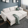 ECKSOFA Weiß Cord, Velours  - Schwarz/Weiß, Design, Kunststoff/Textil (243/155cm) - Xora