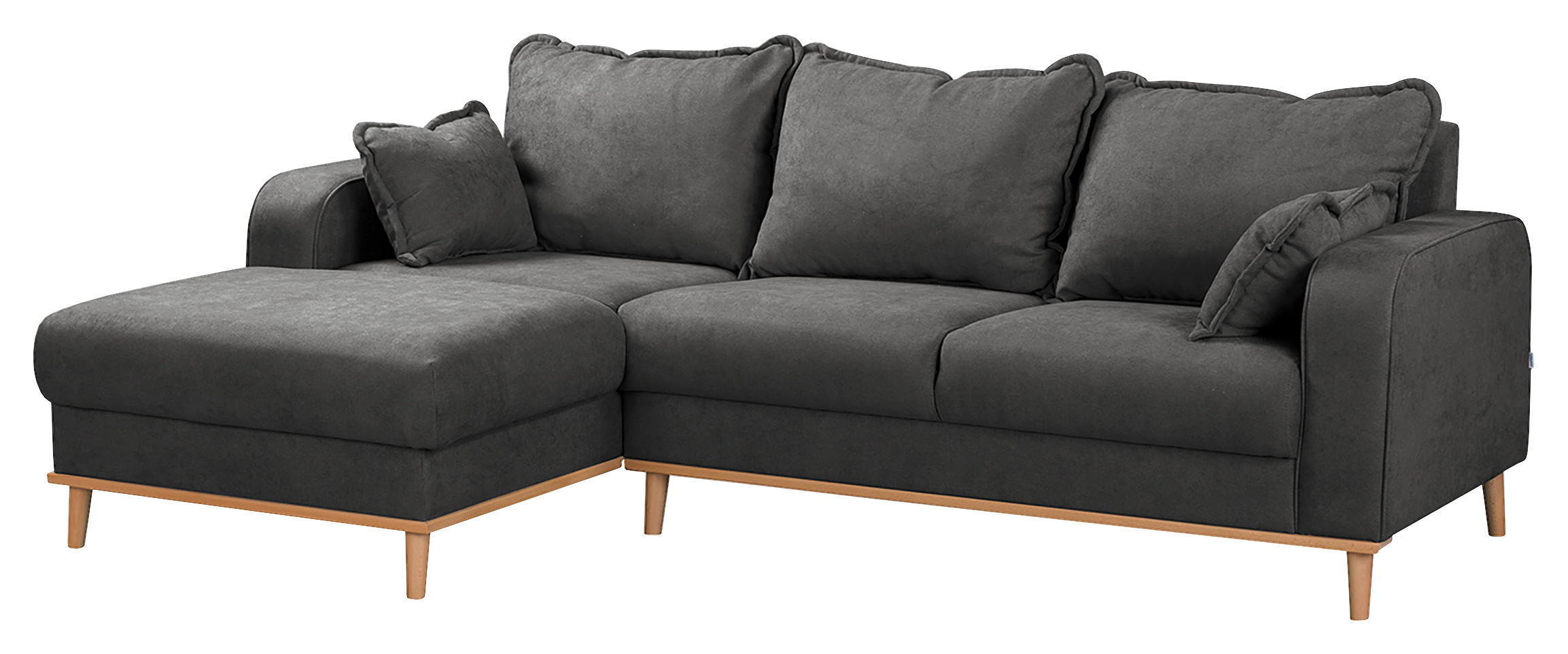 ECKSOFA in Mikrofaser Beige  150/230 cm  - Wengefarben/Beige, Design, Holz/Textil (150/230cm) - Livetastic