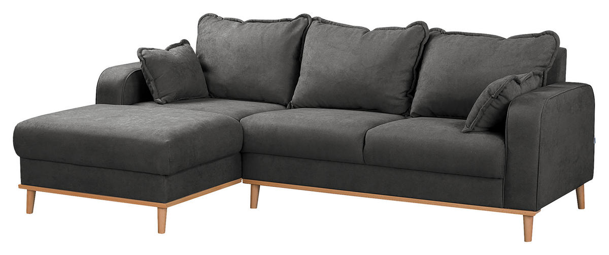 ECKSOFA in Mikrofaser Beige  - Wengefarben/Beige, Design, Holz/Textil (150/230cm) - Livetastic