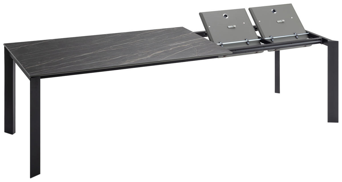 ESSTISCH in Metall, Keramik 160-250/90/75 cm  - Schwarz/Grau, Design, Keramik/Metall (160-250/90/75cm) - Novel