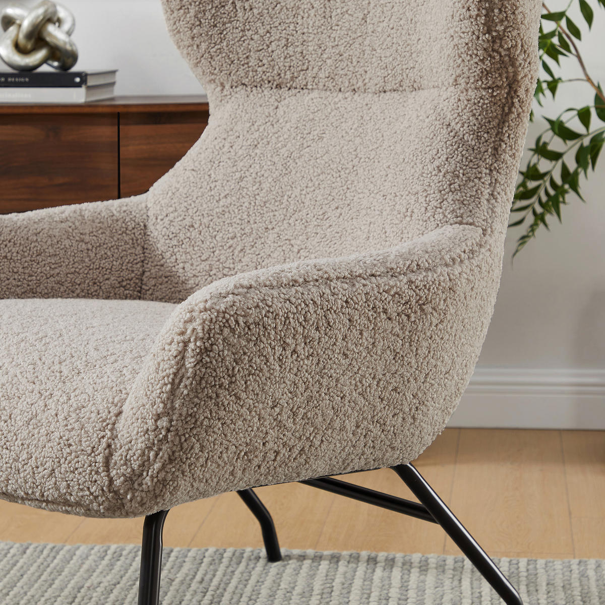 SESSELSET in Teddystoff Taupe  - Taupe/Schwarz, MODERN, Textil/Metall (79/103/82cm) - Livetastic