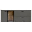 SIDEBOARD 210/80/42 cm  - Schieferfarben/Eichefarben, Design, Glas/Holz (210/80/42cm) - Moderano