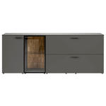 SIDEBOARD 210/80/42 cm  - Schieferfarben/Eichefarben, Design, Glas/Holz (210/80/42cm) - Moderano