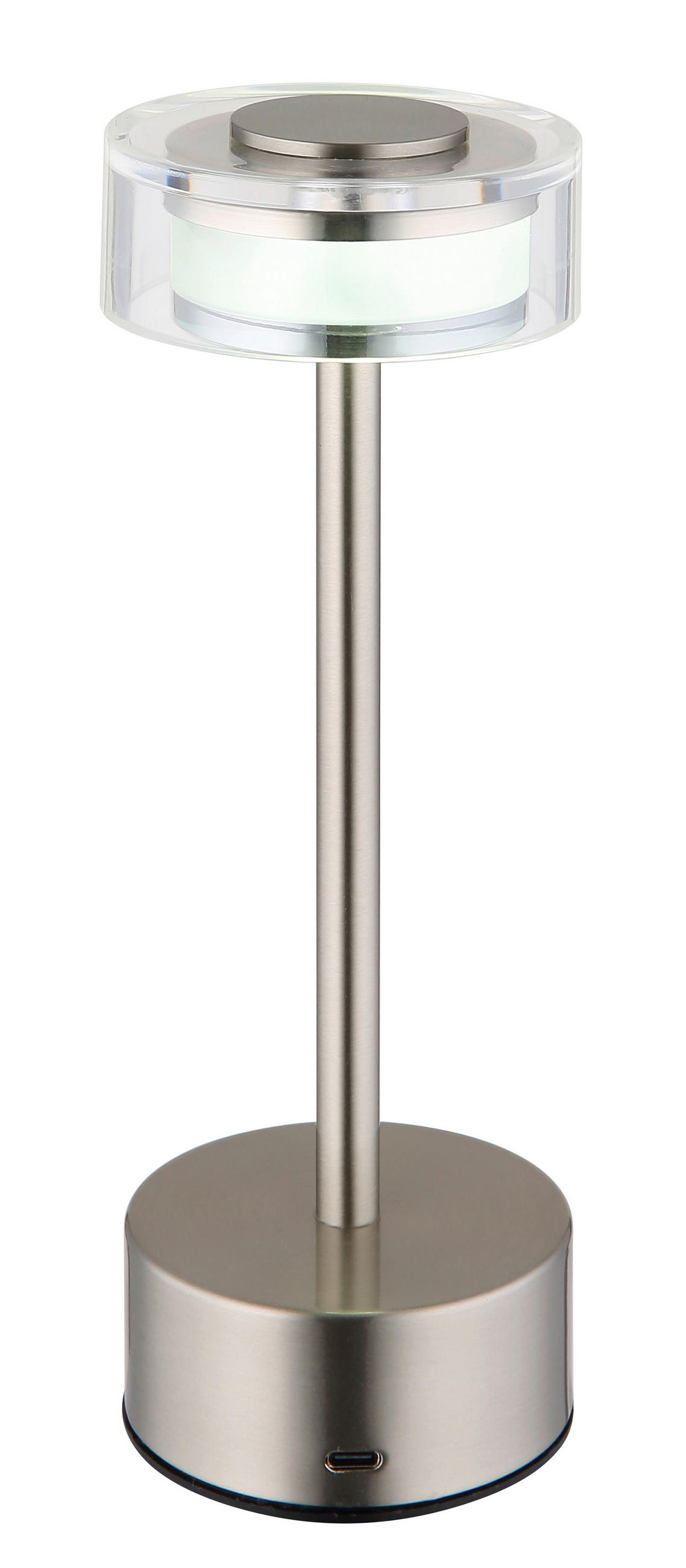 AKKU-TISCHLEUCHTE - Klar/Opal, Design, Kunststoff/Metall (8/23,5cm) - Globo