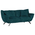 3-SITZER-SOFA in Samt Dunkelblau  - Schwarz/Dunkelblau, Design, Textil/Metall (203/90/95cm) - Carryhome