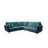 ECKSOFA in Cord Petrol  - Petrol/Schwarz, Design, Textil/Metall (256/256cm) - Livetastic