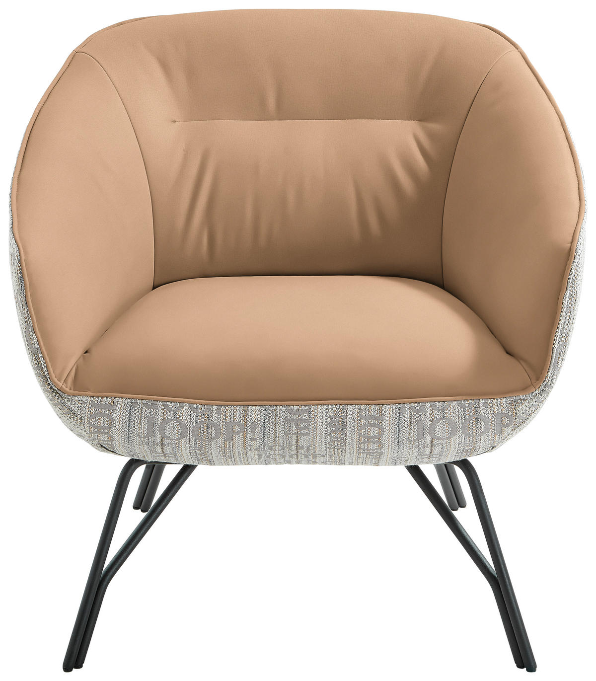 COCKTAILSESSEL - Anthrazit/Naturfarben, Design, Leder/Textil (76/80/73cm) - Joop!