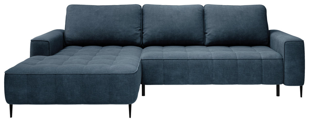 ECKSCHLAFSOFA Florence in Velours Petrol  - Petrol/Schwarz, Basics, Textil/Metall (166/280cm) - Livetastic