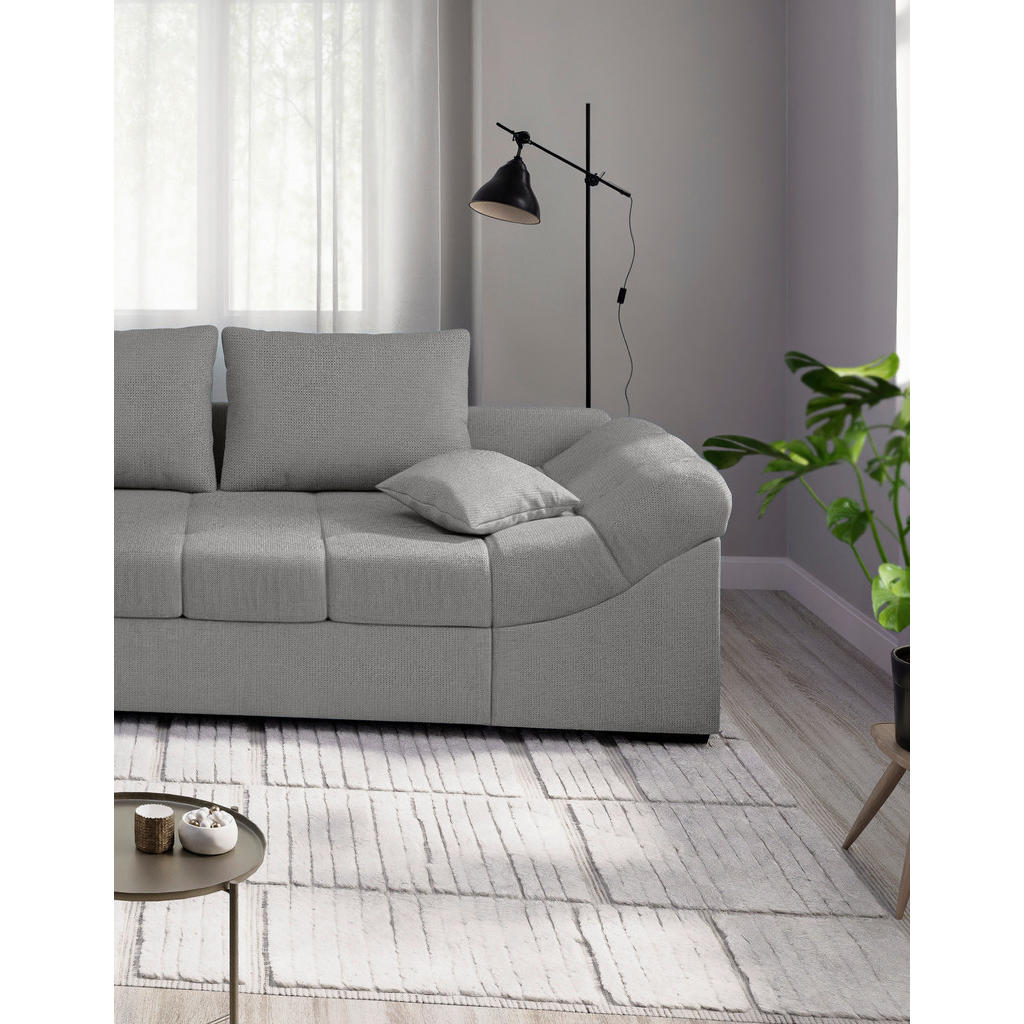 Thumbnail - Mid.you Eckschlafsofa Alvito, Silber, Textil, Buche, 4-Sitzer, Füllung: Schaumstoff, 298x202 cm, Made in EU, Liegefunkti...